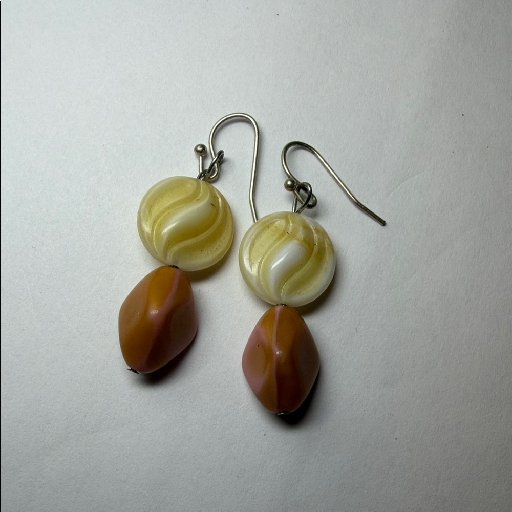 Elegant Gold and Pink tone Drop Earrings